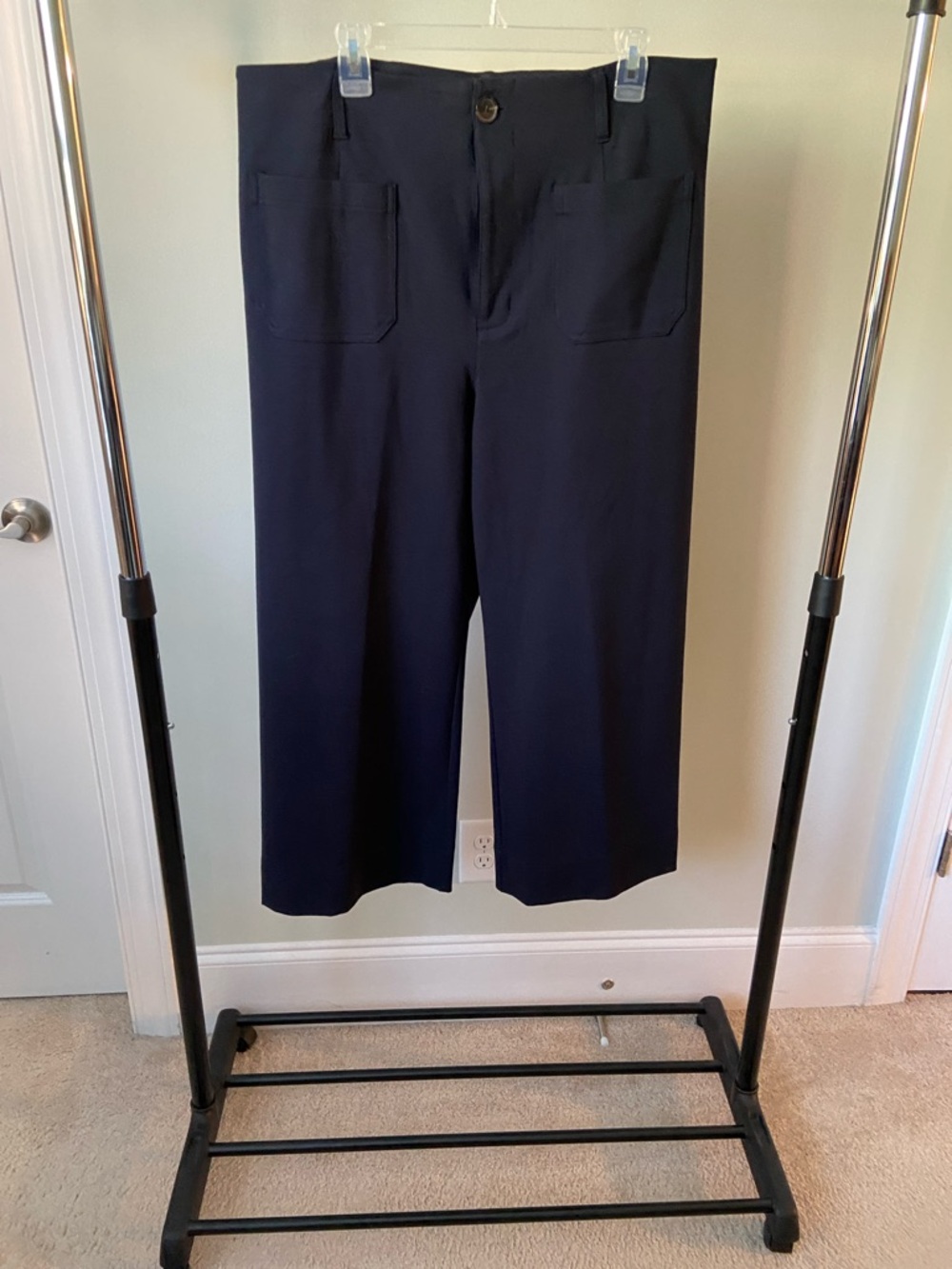 LC Lauren Conrad High Waist Navy Wide-Leg Cropped Pants